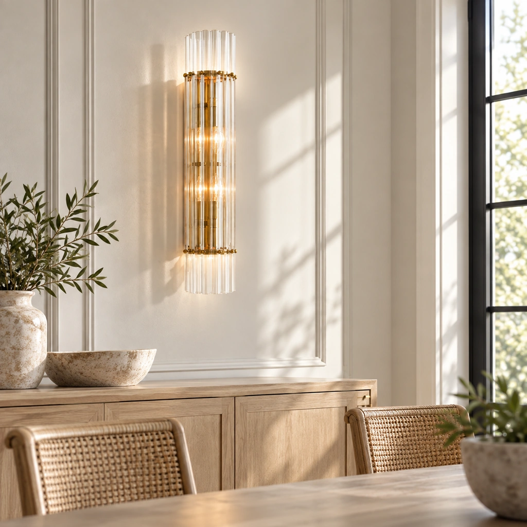 Merrick Ribbed Crystal Wall Sconce — scene