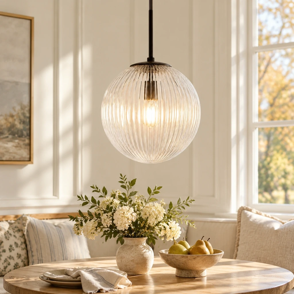 Vireo Ribbed Glass Pendant Light, sku view 5