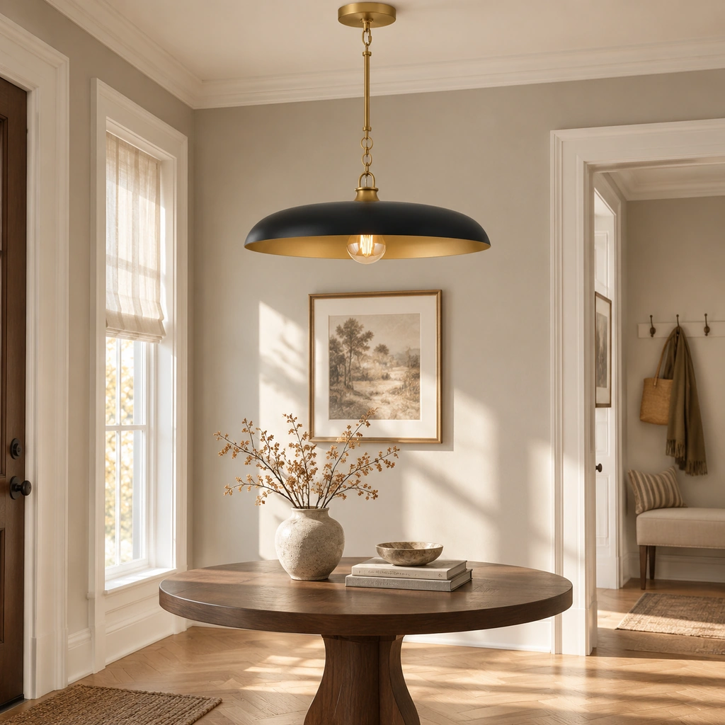 Quin Metal Disc Pendant Light — scene