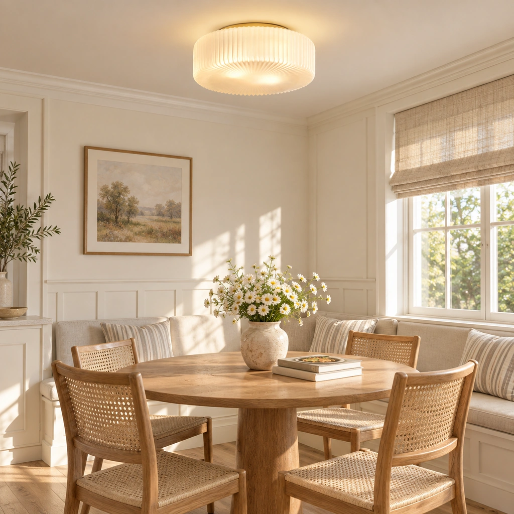 Elowen Ribbed Glass Flush Mount Light — scene