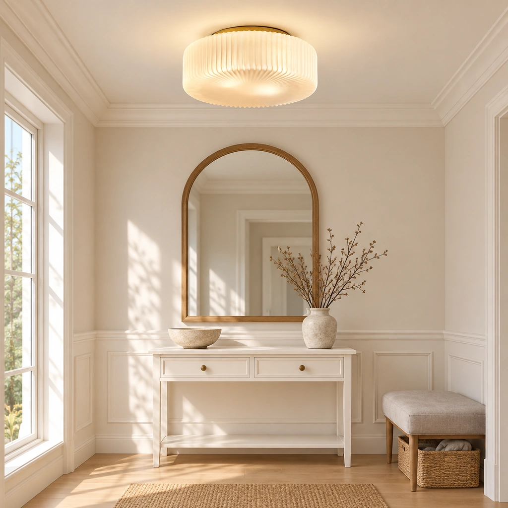 Elowen Ribbed Glass Flush Mount Light — scene