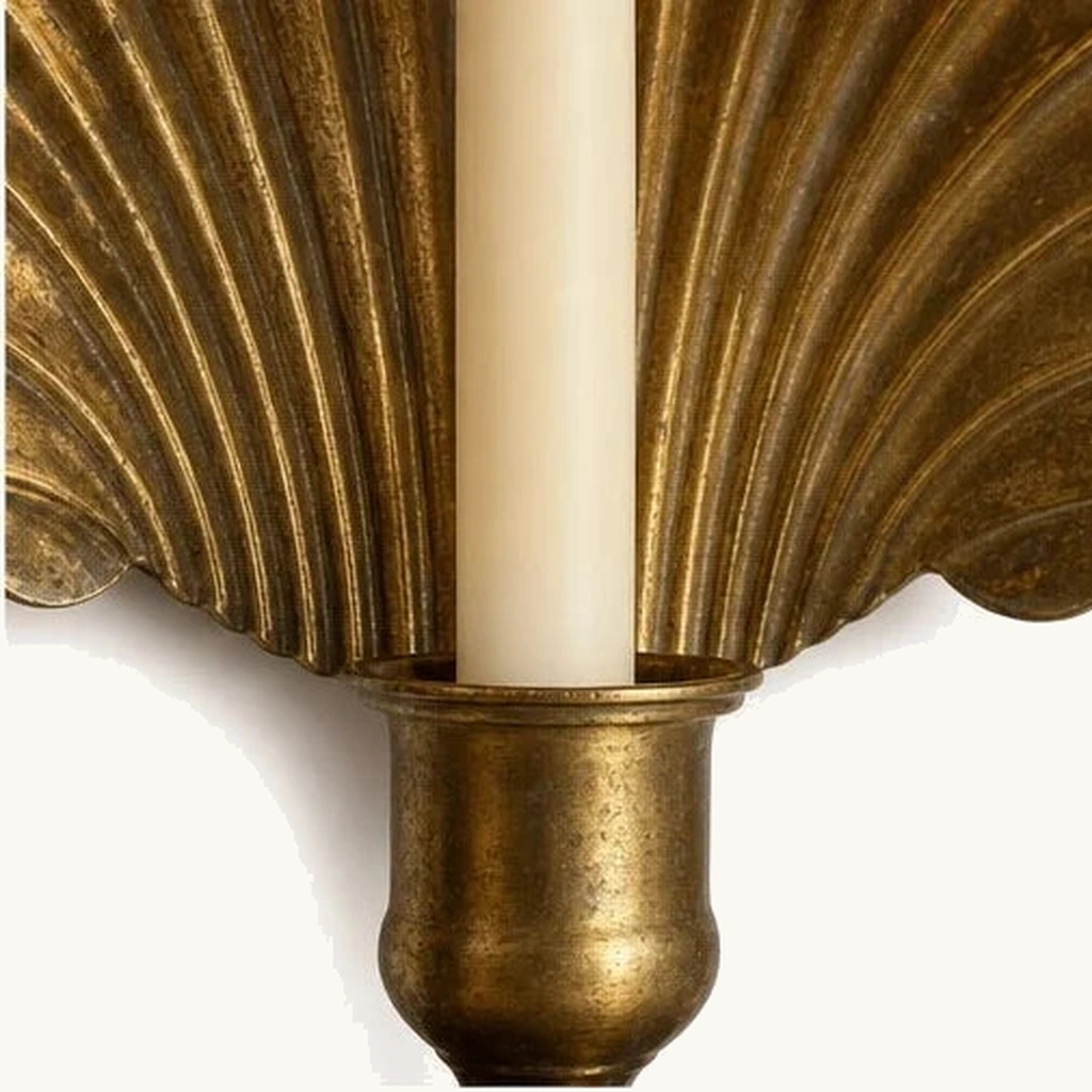 Solenne Brass Shell Candle Wall Sconce — detail