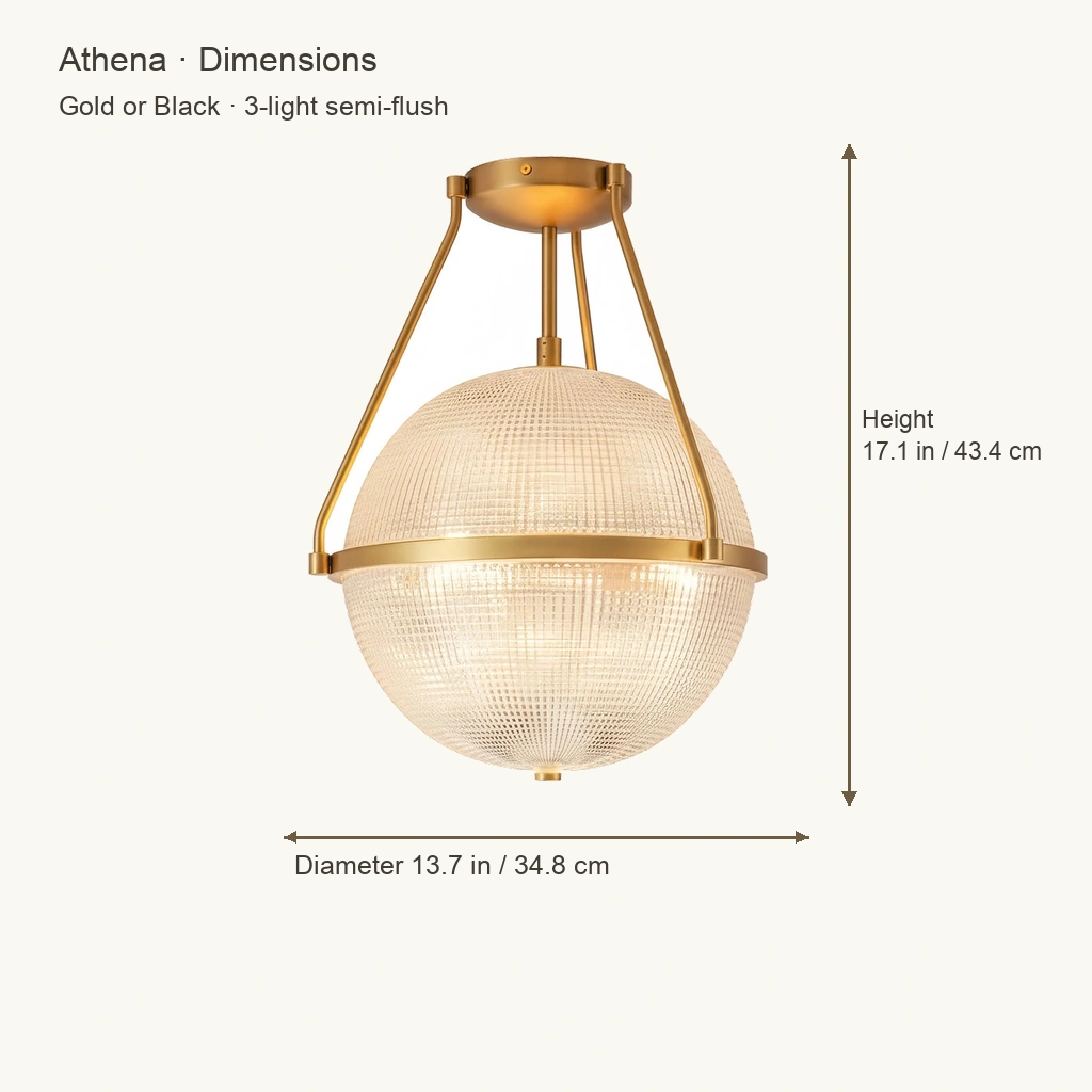 Athena Textured Glass Semi-Flush Light — dimension
