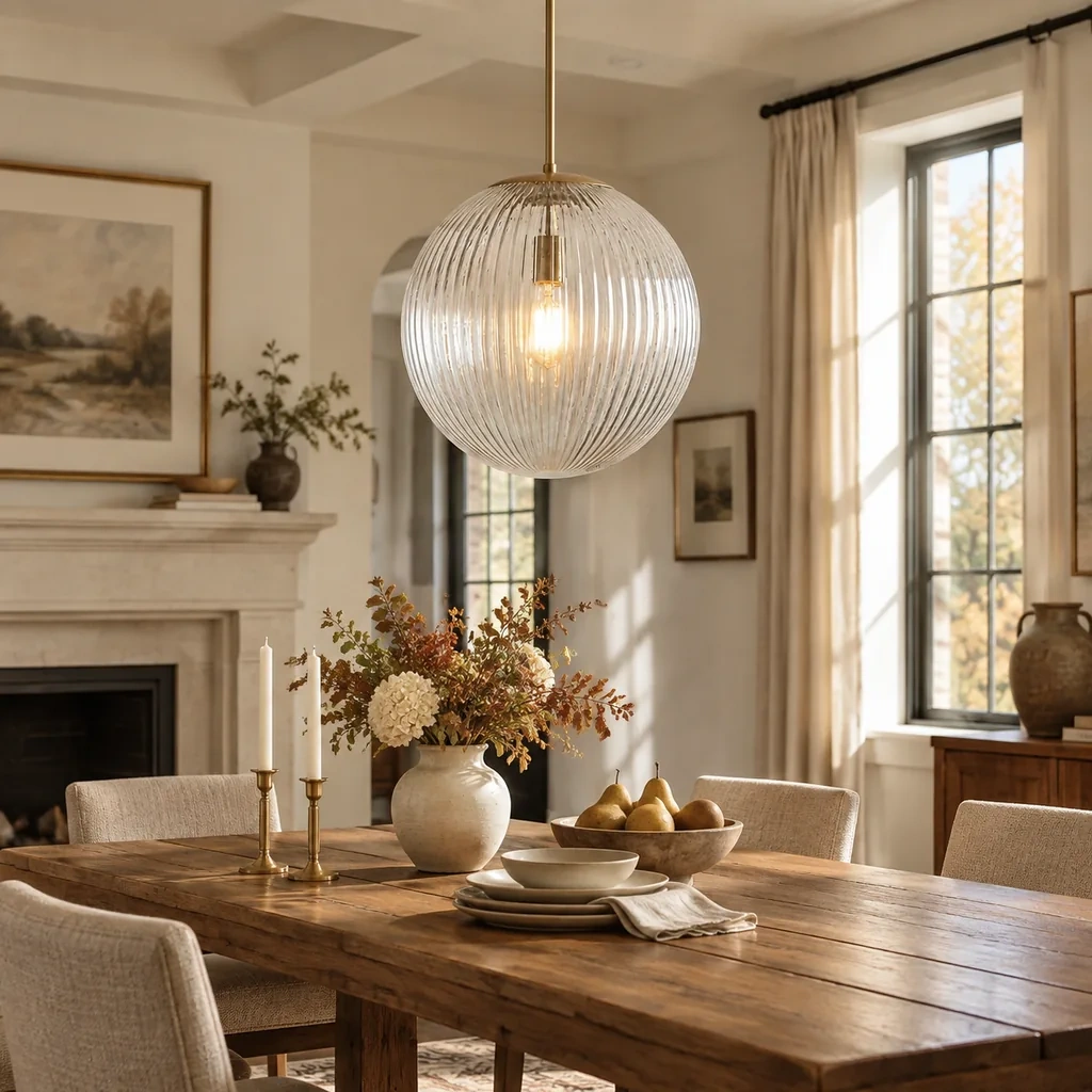 Vireo Ribbed Glass Pendant Light, scene view 2