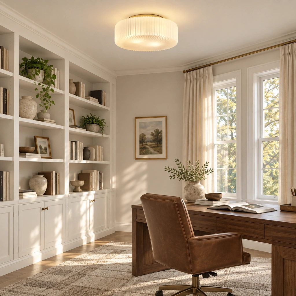 Elowen Ribbed Glass Flush Mount Light — scene