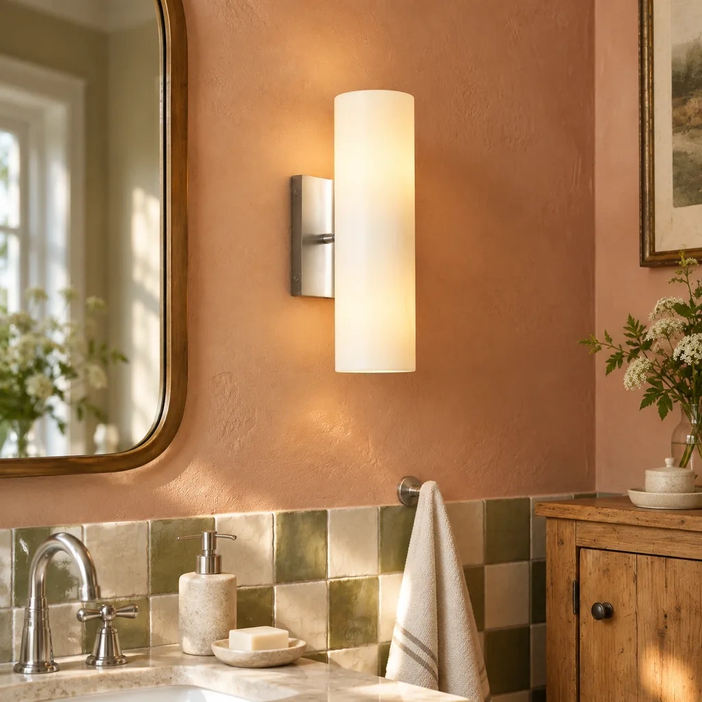 Doran Tubular Wall Sconce, styled view