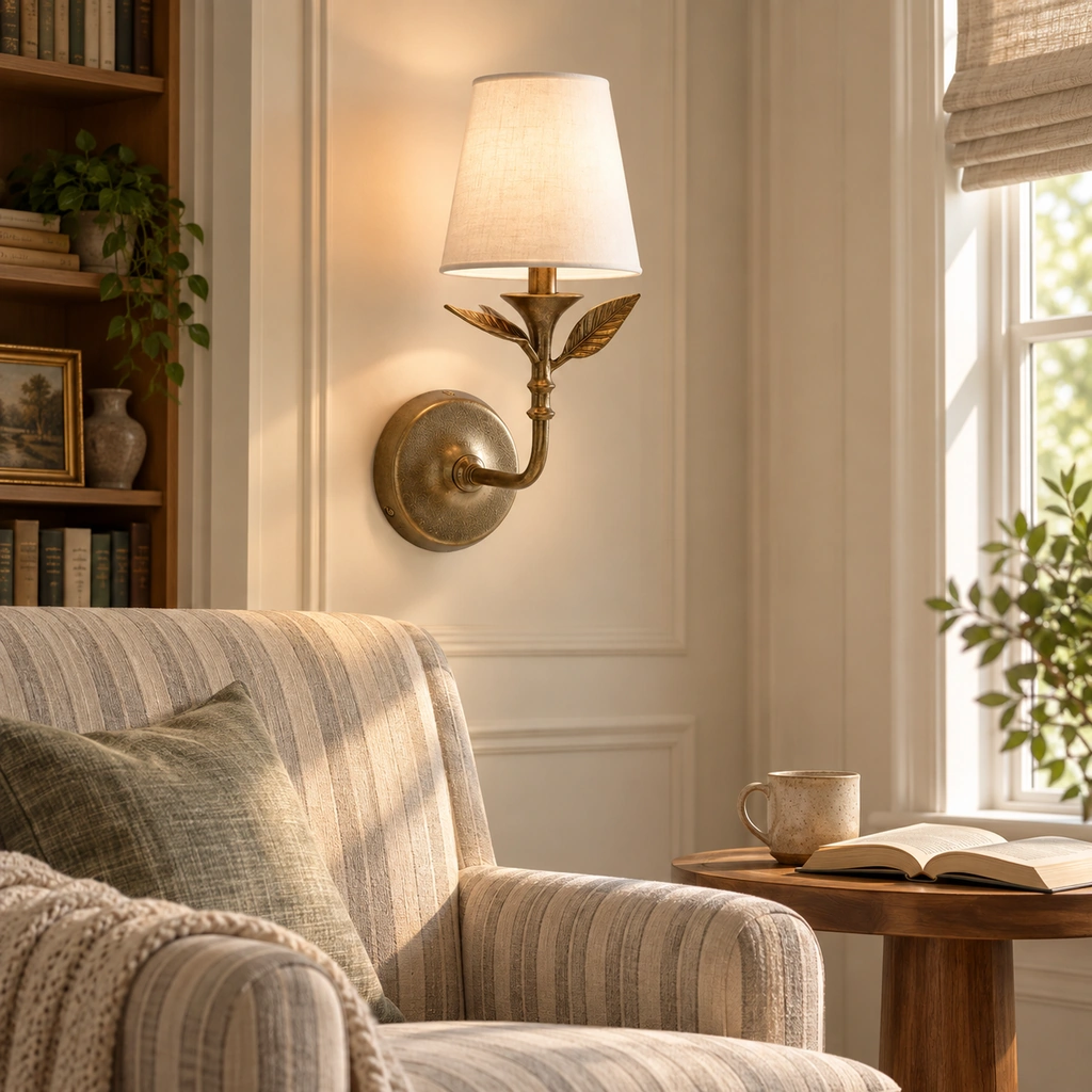 Celia Botanical Linen Wall Sconce — scene