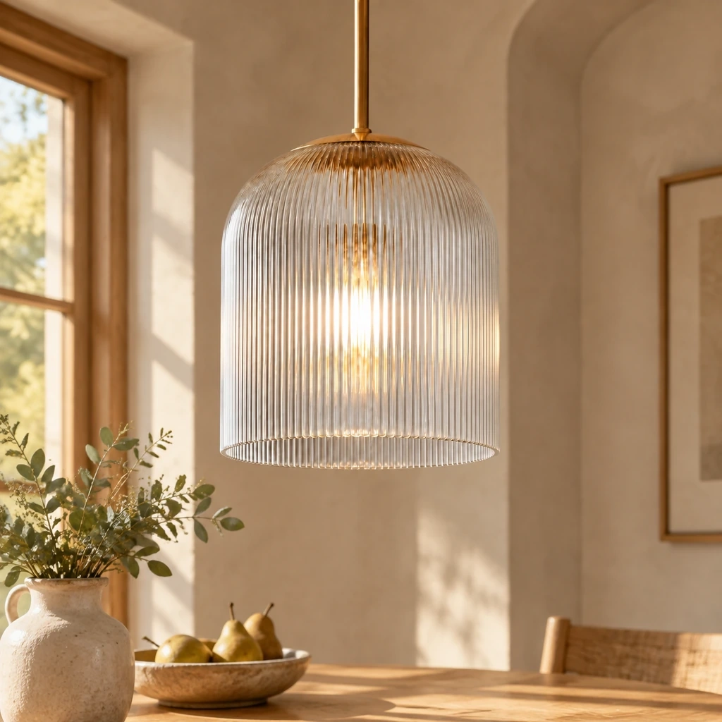 Vireo Ribbed Glass Pendant Light, product view