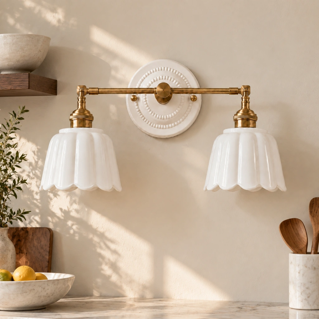 Lior Ceramic Flower Wall Sconce — scene