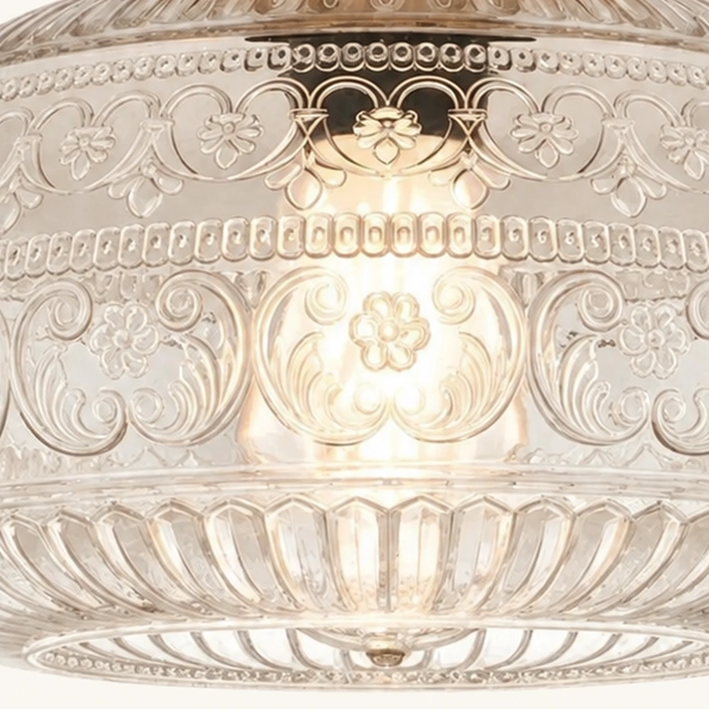 Oliver Carved Glass Semi-Flush Ceiling Light — detail