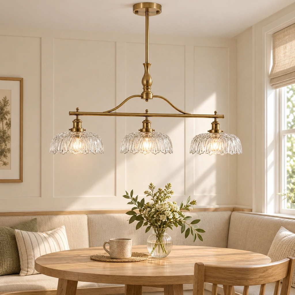 Rowan Textured Glass 3-Light Chandelier — scene
