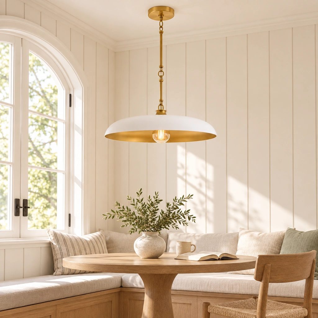 Quin Metal Disc Pendant Light — scene