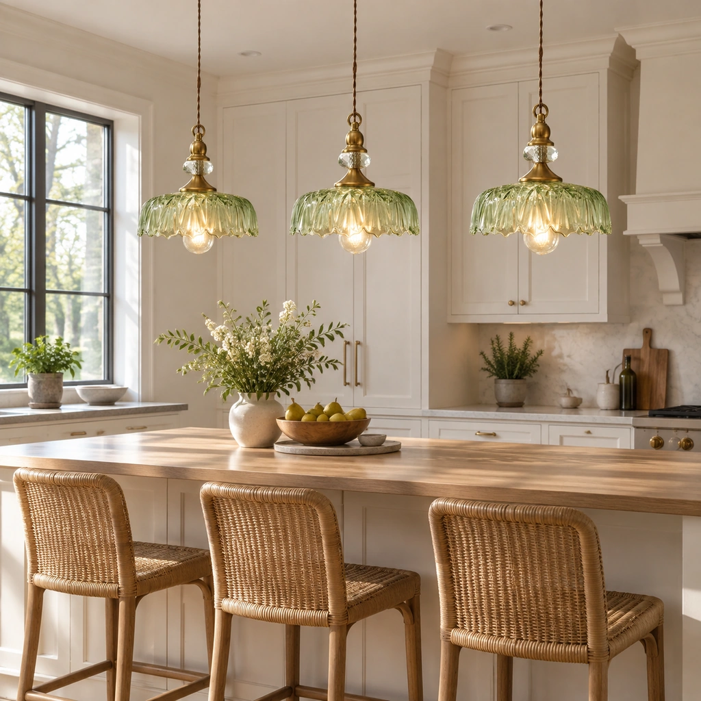 Sylvie Glass Flower Pendant Light — scene