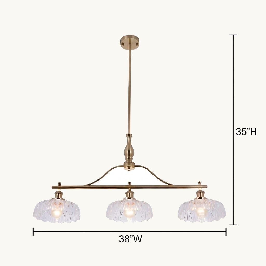Rowan Textured Glass 3-Light Chandelier — dimension