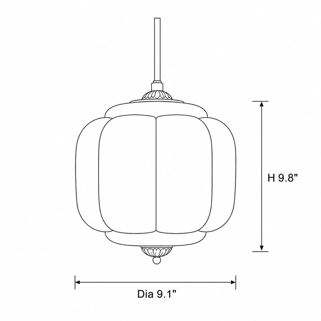 Original Lumi Eloise pendant dimensions, 9.1-inch diameter and 9.8-inch height