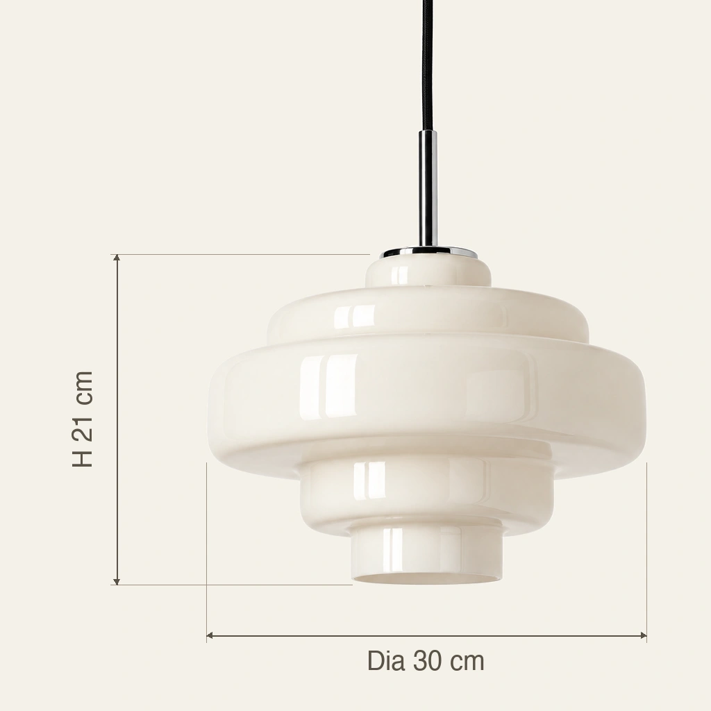 Mirelle shade dimensions: diameter 30 cm and shade height 21 cm, direct connection