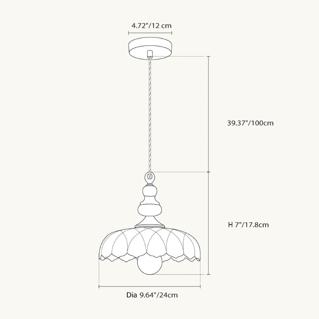 Sylvie Glass Flower Pendant Light — dimension