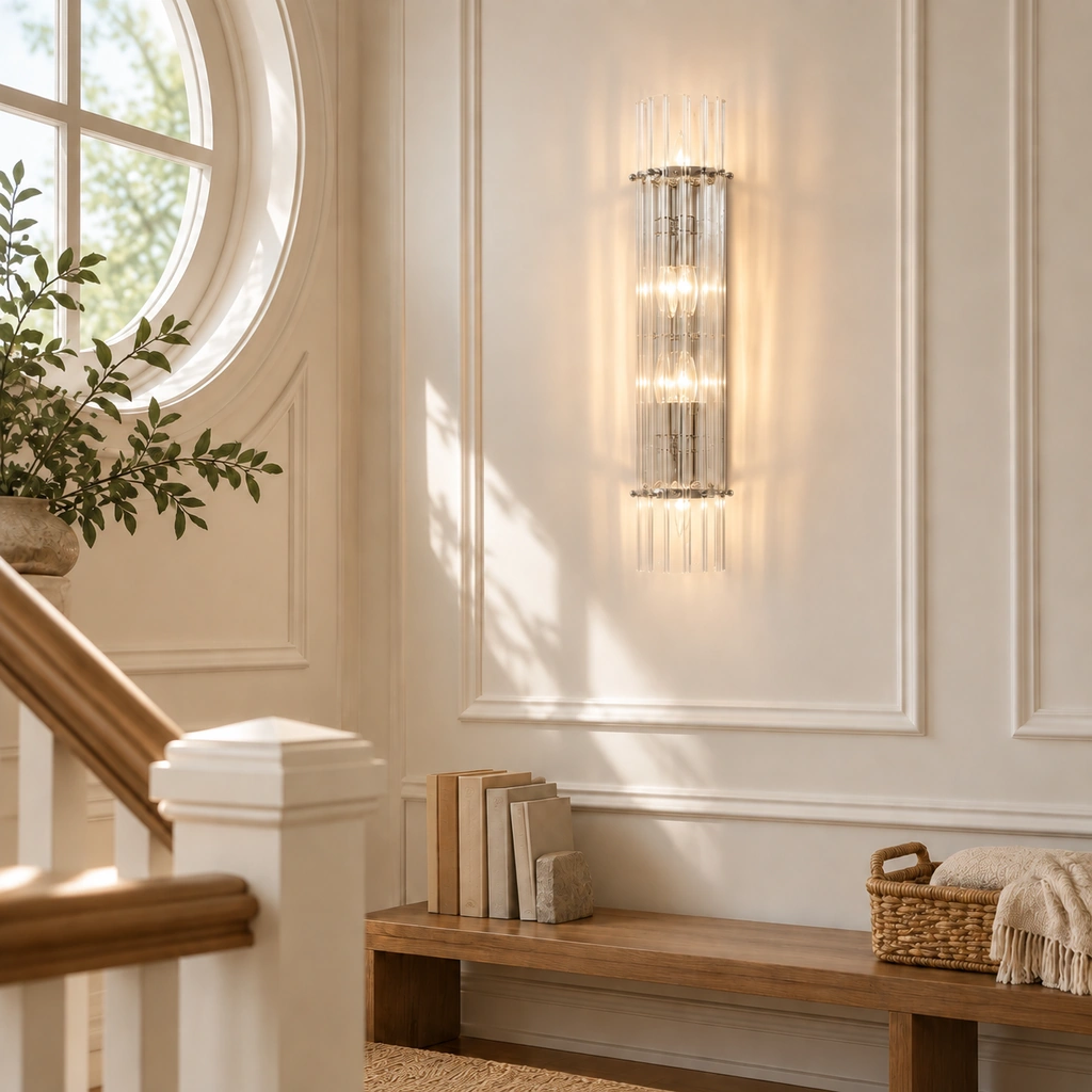 Merrick Ribbed Crystal Wall Sconce — scene
