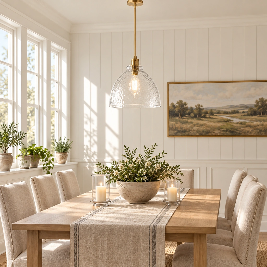 Ondine Hammered Glass Pendant Light — scene