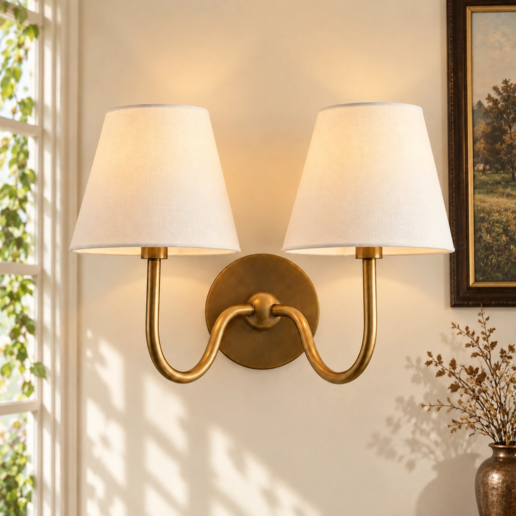 Tansy · Plain · Tumbled Brass · 2 lights