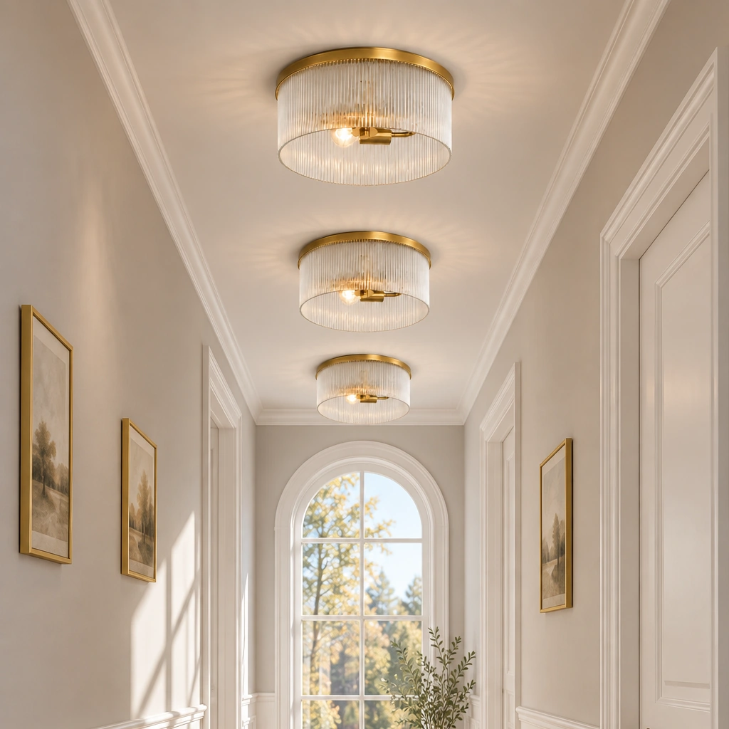 Vesper Ribbed Glass Flush Mount Light — scene