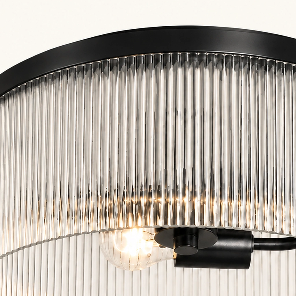 Vesper Ribbed Glass Flush Mount Light — detail