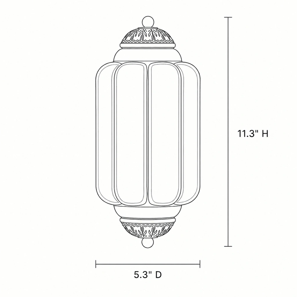 Original Lumi Eloise size drawing showing 5.3-inch diameter and 11.3-inch height