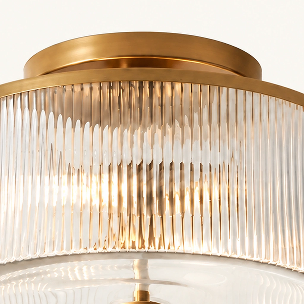 Vireo Ribbed Glass Drum Ceiling Light — detail