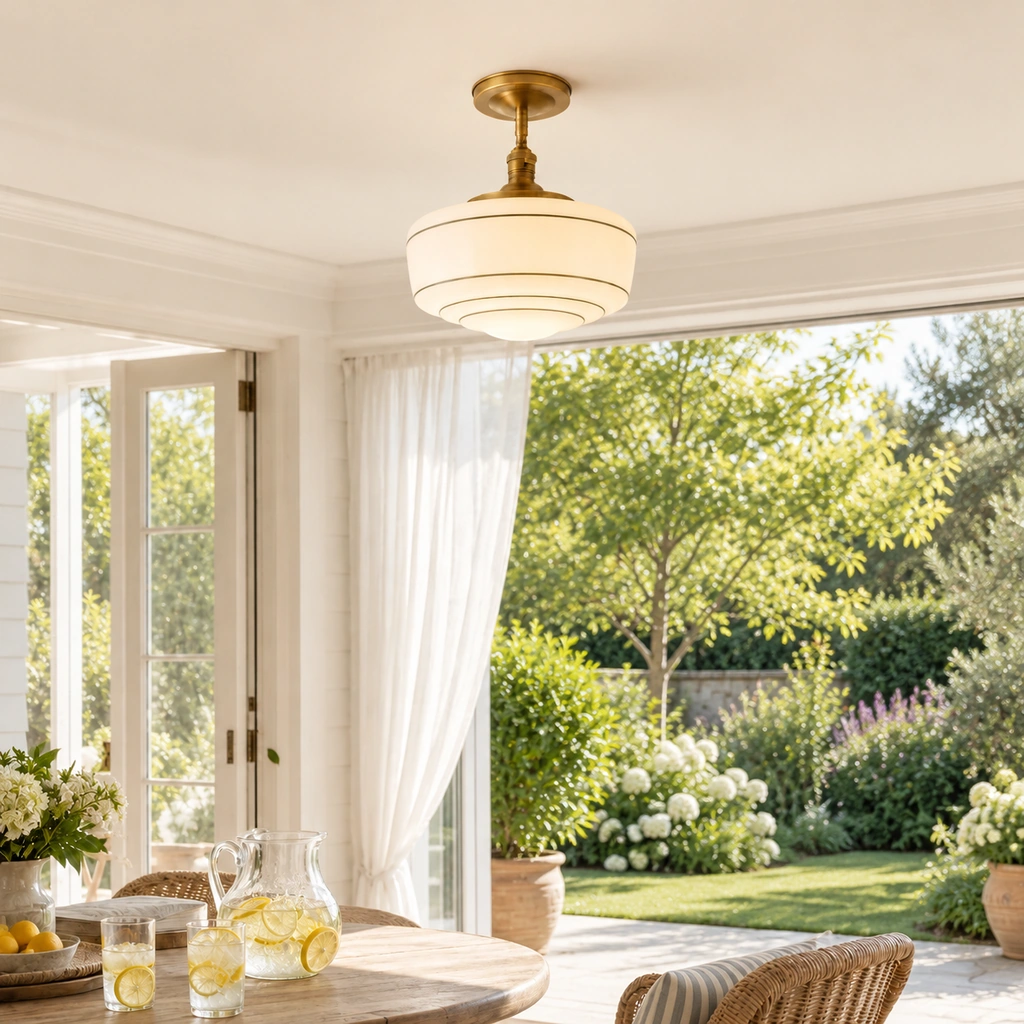 Talos glass ceiling light in a bright reading room