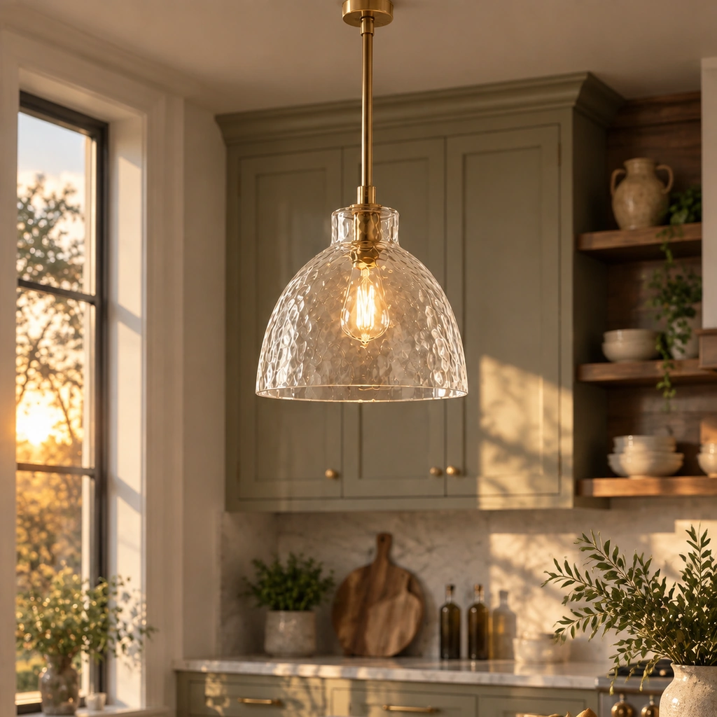 Ondine Hammered Glass Pendant Light — scene