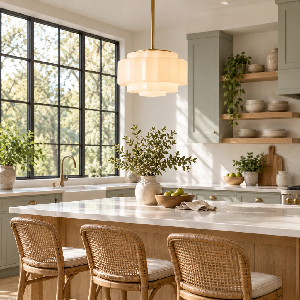 Iris Tiered Glass Pendant Light — scene