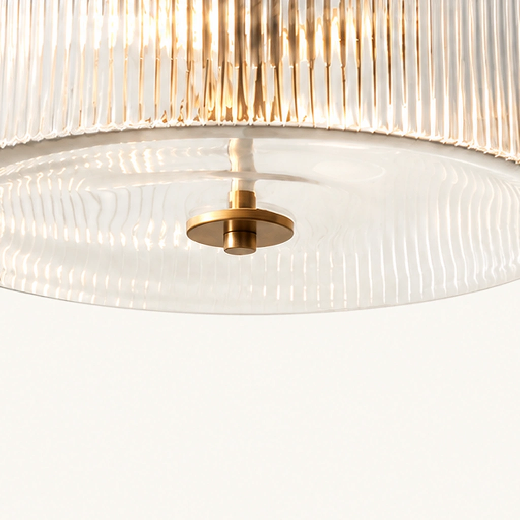 Vireo Ribbed Glass Drum Ceiling Light — detail
