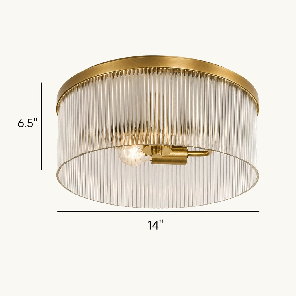 Vesper Ribbed Glass Flush Mount Light — dimension