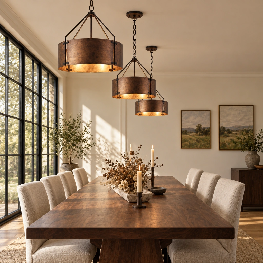 Ronan Metal Drum Pendant Light — scene
