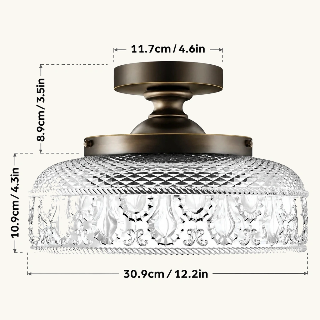 Jules Textured Glass Disc Ceiling Light — dimension