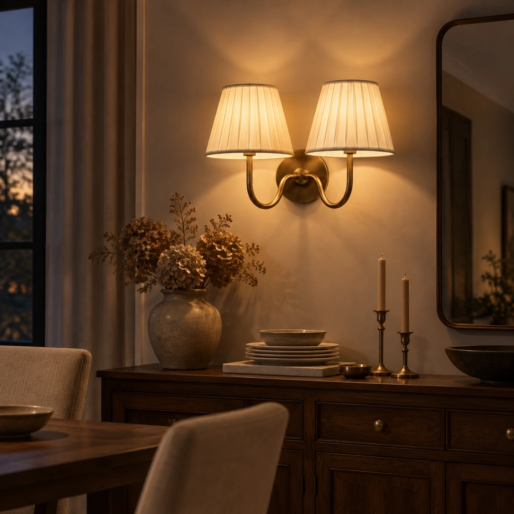 Tansy Linen Shade Wall Sconce — scene