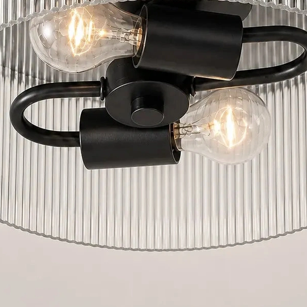 Vesper Ribbed Glass Flush Mount Light — detail