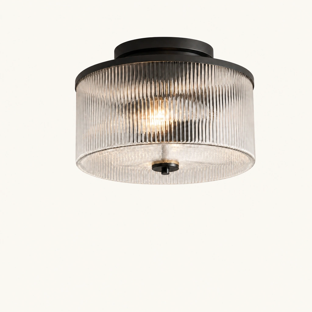 Vireo Ribbed Glass Drum Ceiling Light — sku
