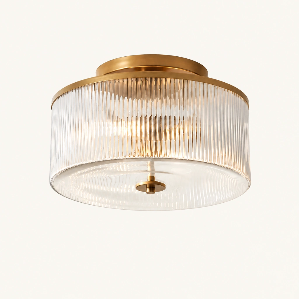 Vireo Ribbed Glass Drum Ceiling Light — sku