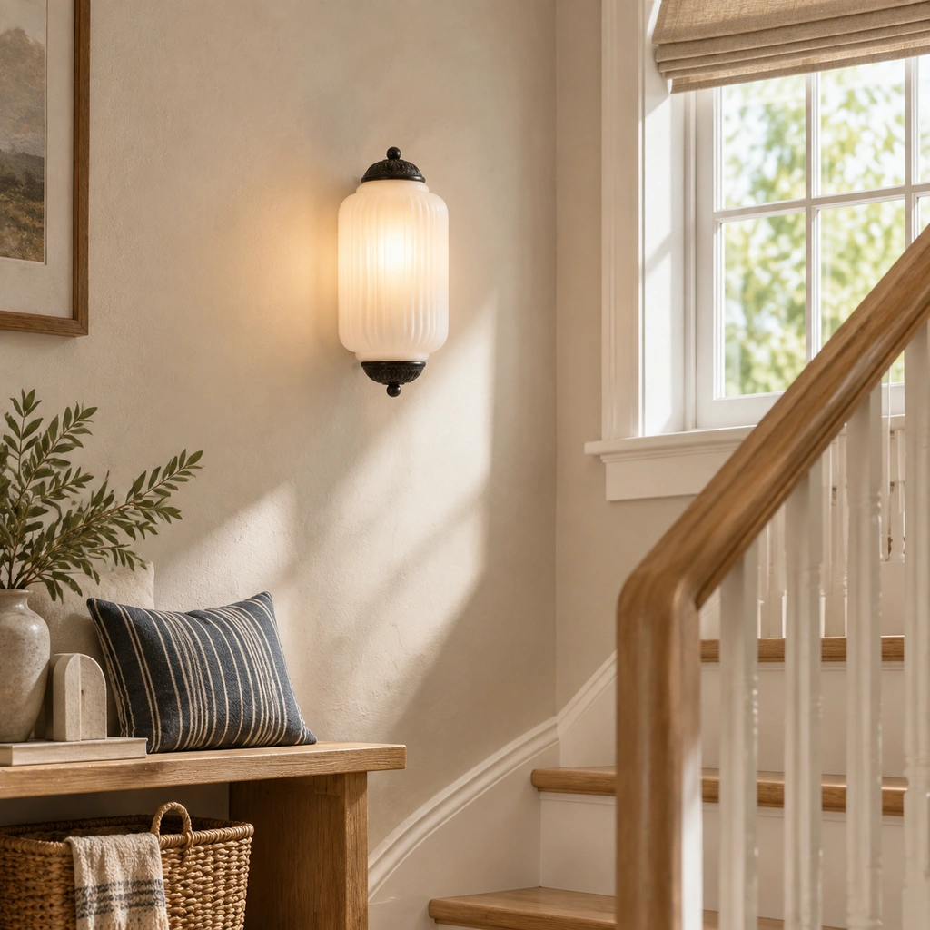 Lumi Eloise Ribbed Glass Wall Sconce — scene