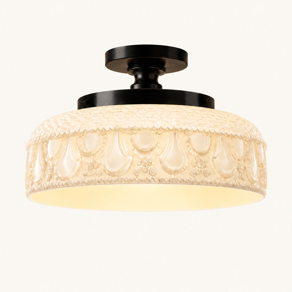 Jules Textured Glass Disc Ceiling Light — sku