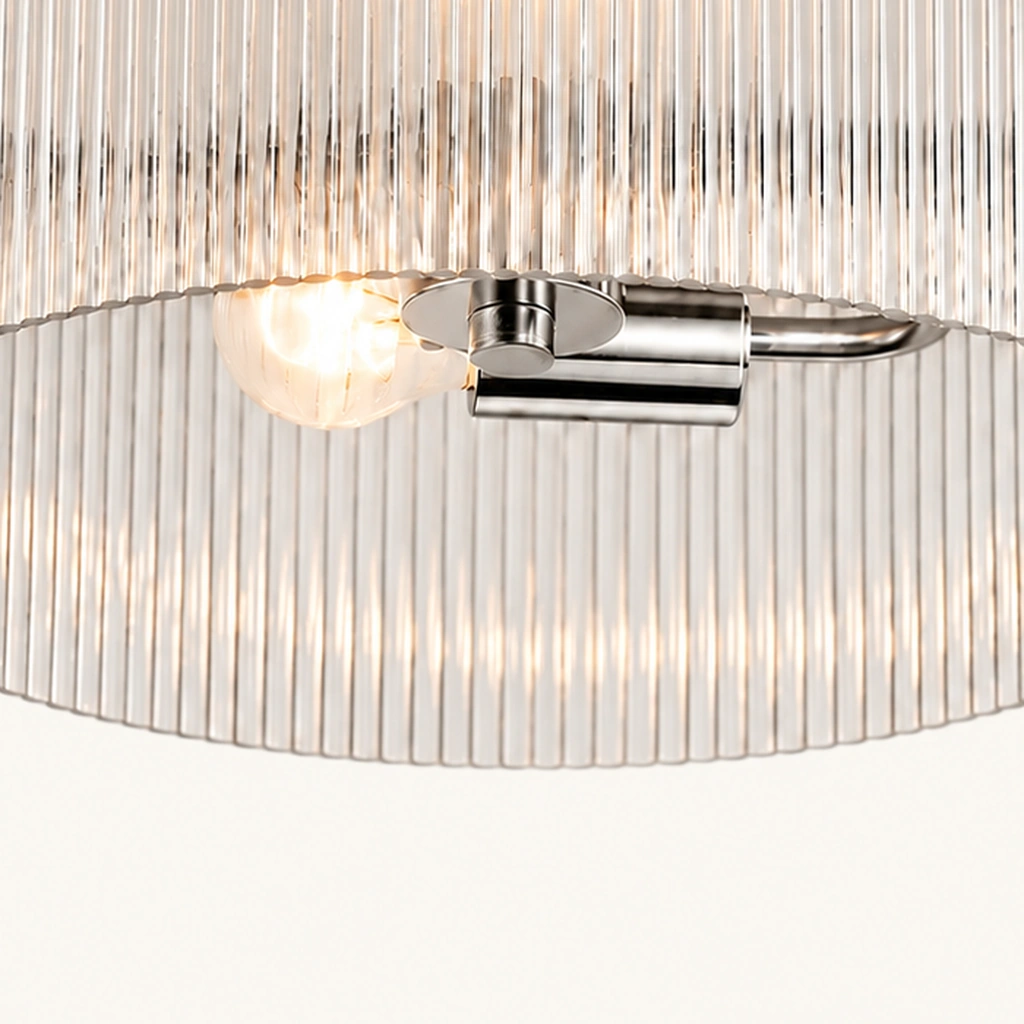 Vesper Ribbed Glass Flush Mount Light — detail