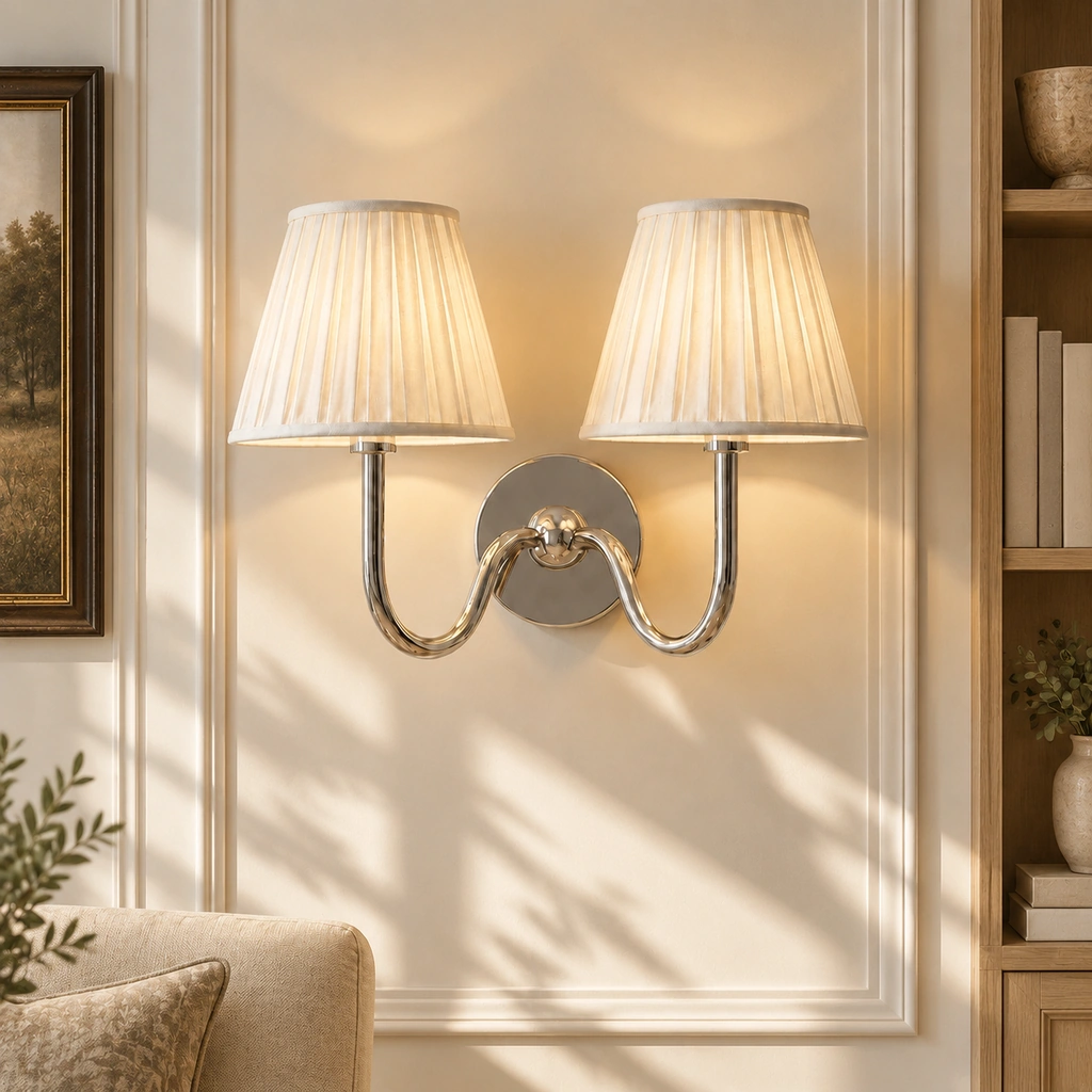 Tansy · Pleated · Chrome · 2 lights