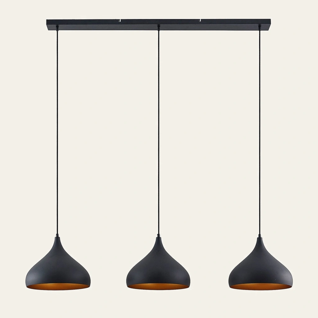 Elarionis black and gold three-light pendant product view