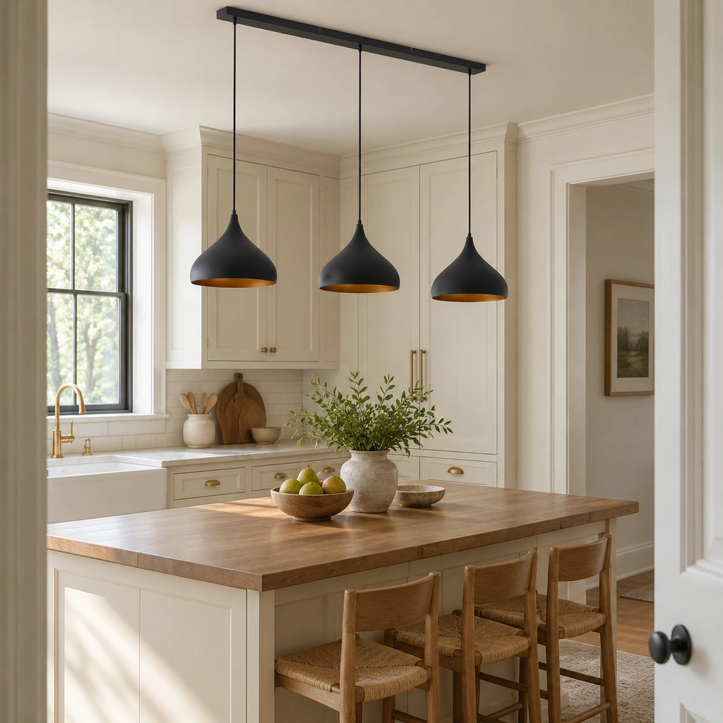 Elarionis pendant light in a bright daylight kitchen