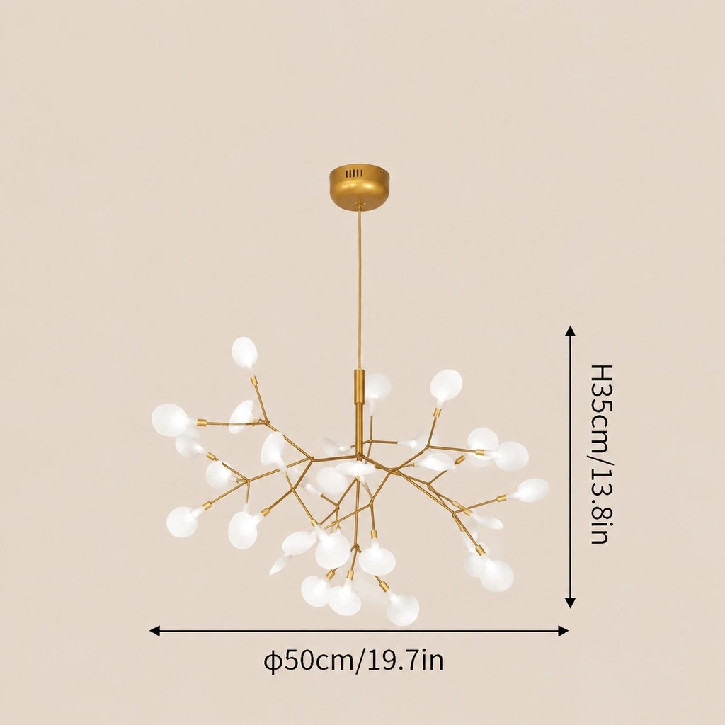 Schema delle dimensioni del lampadario Elio: diametro 50 cm e altezza 35 cm