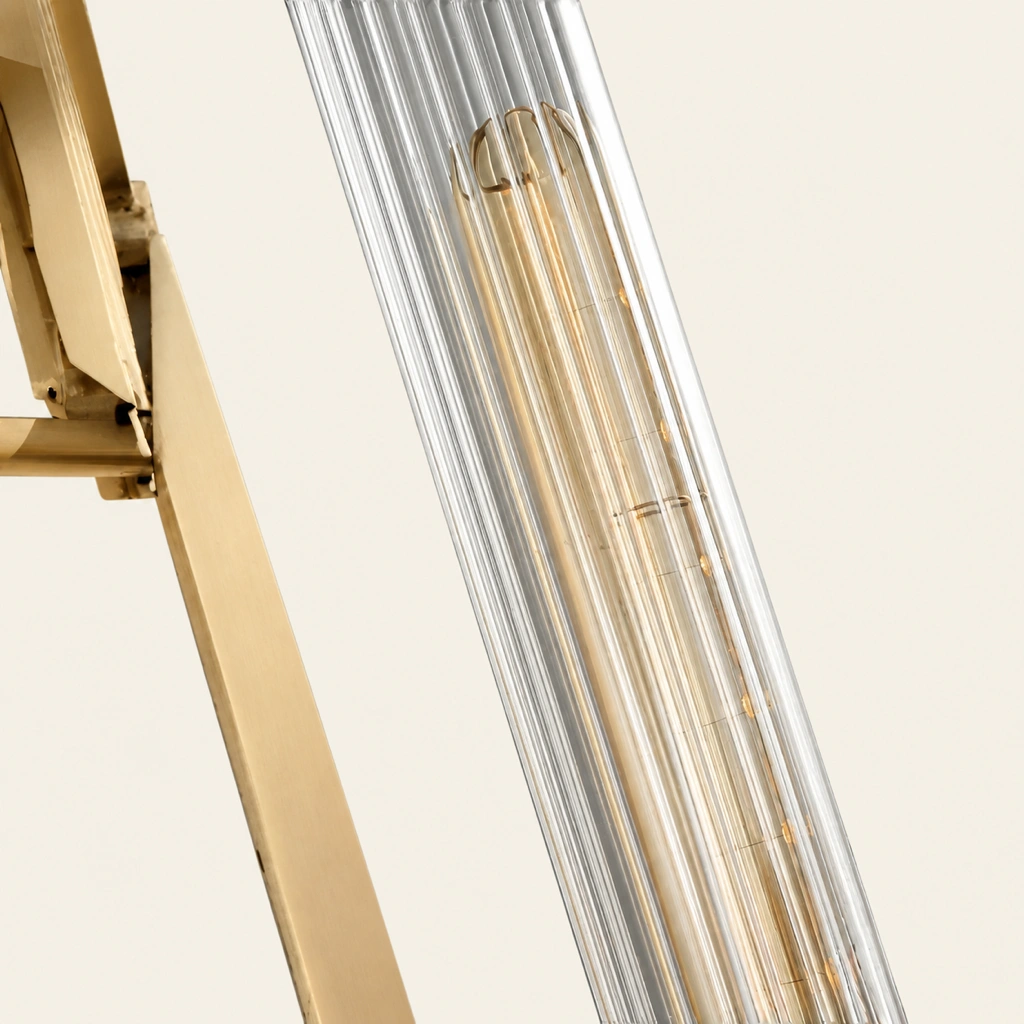 Clear vertically ribbed glass detail