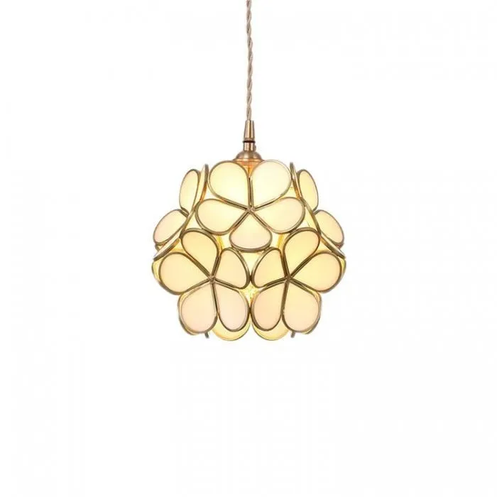 Retro Glass Flower Petal Pendant Lamp