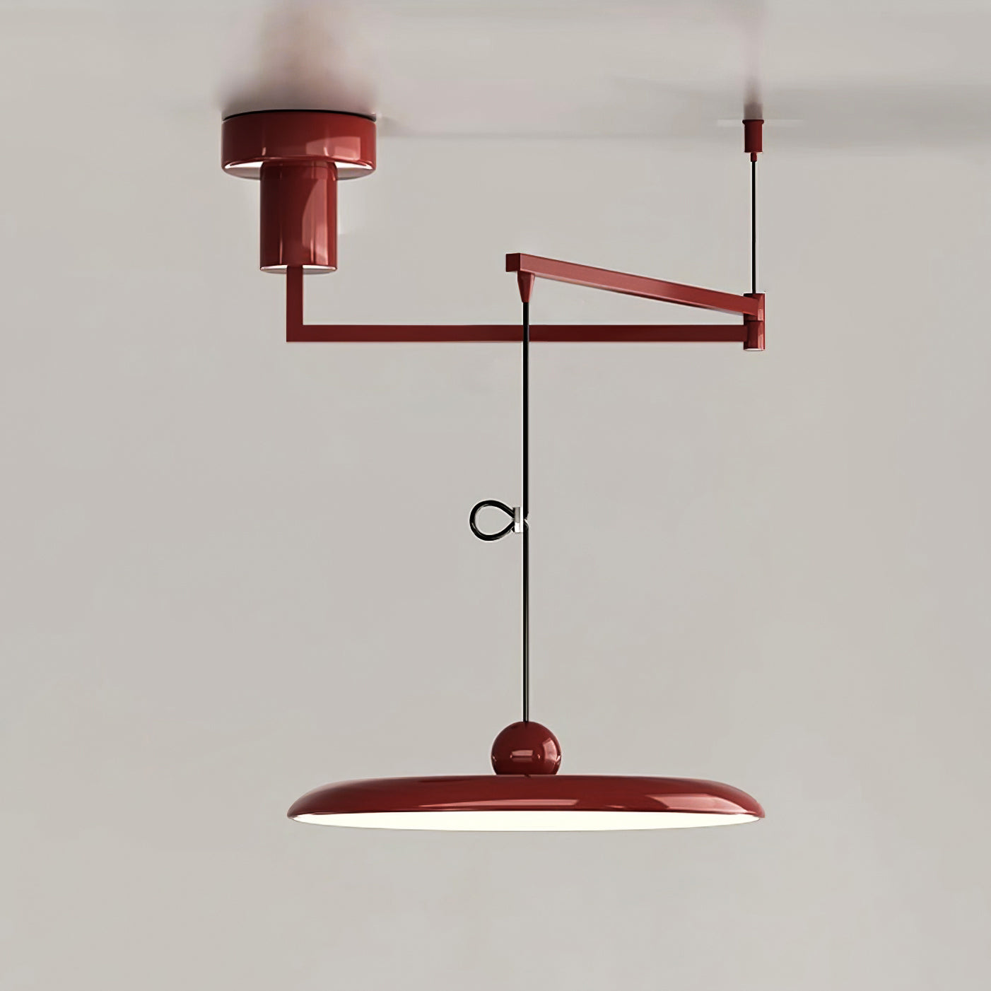 Red modern adjustable swing-arm pendant lamp finish