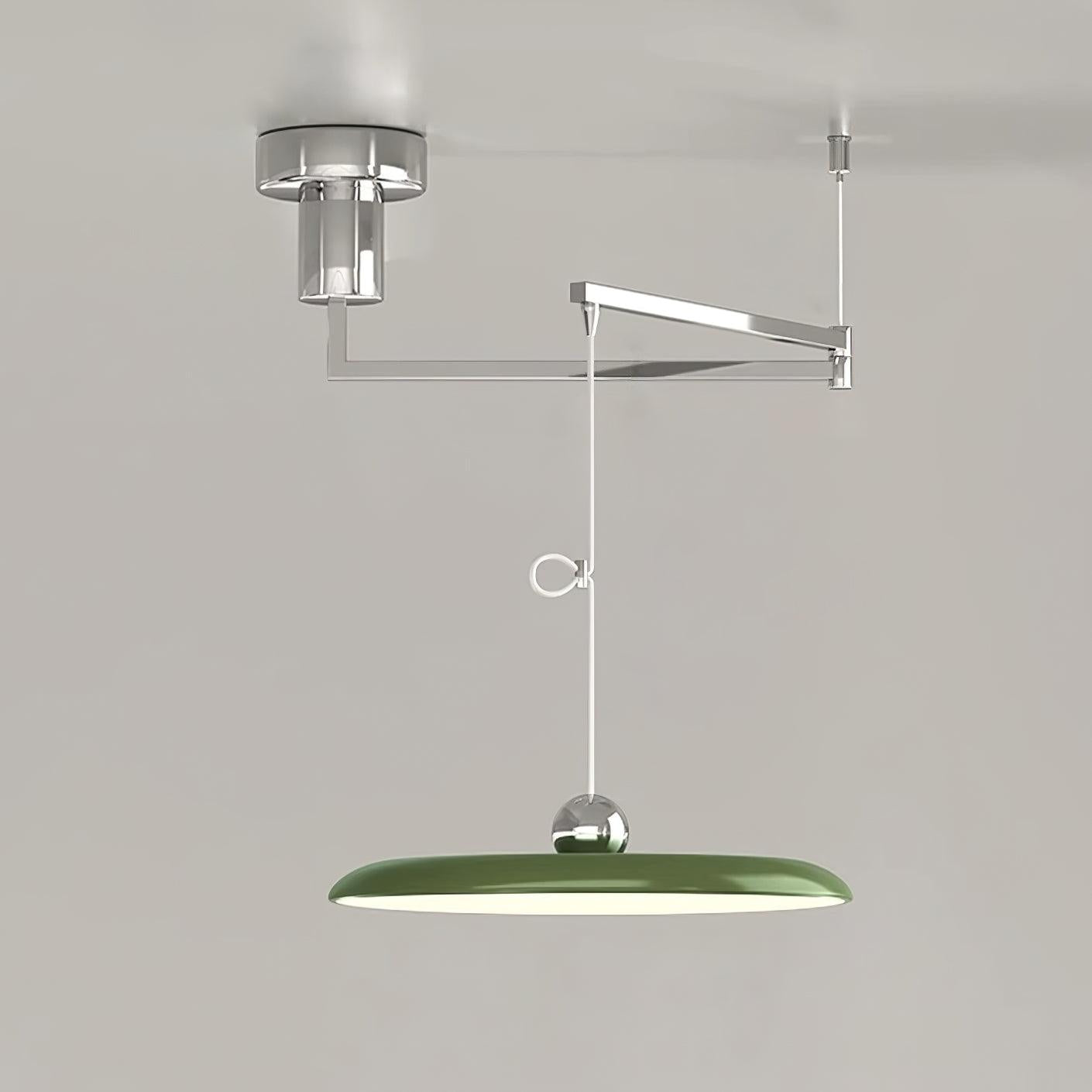 Chrome and green modern adjustable swing-arm pendant lamp finish